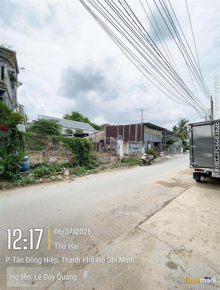 Giảm 200tr còn 3,8 tỷ bán gấp lô đất p. tân đông hiệp tphcm. dt 222,7m2 ngang 11,64m đường xe cont