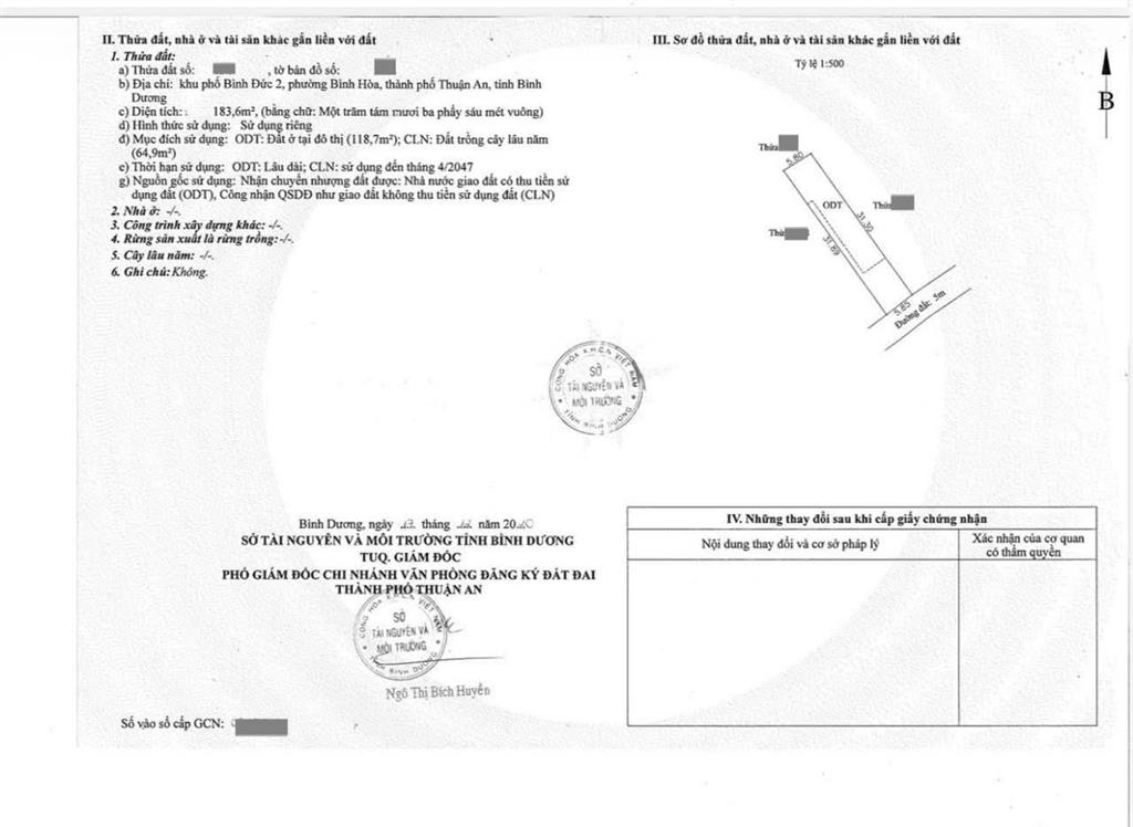 Giảm 500tr chỉ còn 3tỷ790, cần bán nhanh căn nhà 183,6m2 (5,85x32m) p. bình hoà, tp. thuận an cũ