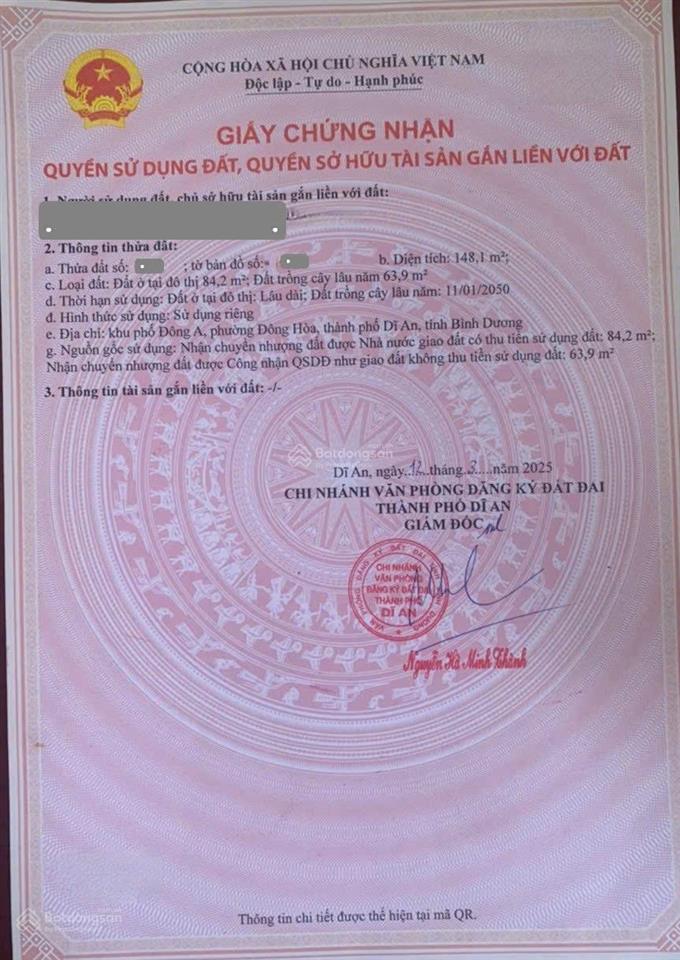 Giảm sốc 500tr bán gấp lô đất trung tâm tp dĩ an, ngang 6m, tổng 148,1m2, giá mới chỉ 5 tỷ tl
