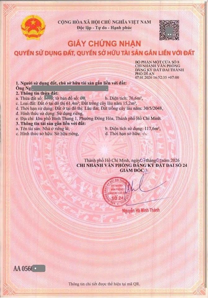 Bán nhà mới sát nách làng đh thủ đức p.đông hoà dĩ an. nhà 1trệt 1lầu 76,6m2 có 3pn. giá 4,39tỷ tl