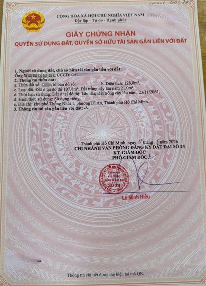 Bán nhà mặt tiền chợ kinh doanh cực tốt  trung tâm tp dĩ an. ngang 5,1x25,2m giá 6,5 tỷ còn tl