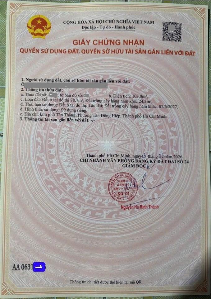 Bán nhà xây mới 1 trệt 1 lầu dt 103m2 tp. dĩ an, gần go dĩ an và làng đại học 7km. giá 5,48 tỷ (tl)