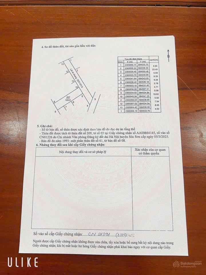 Bán lô đất thổ cư 100m² mặt tiền rộng ô tô vào đất giá chỉ 850 triệu tại trung giã, sóc sơn
