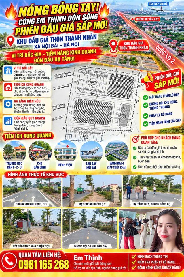 Đầu tư đất nền đón sóng đất đấu giá thanh nhàn, nội bài, hà nội!