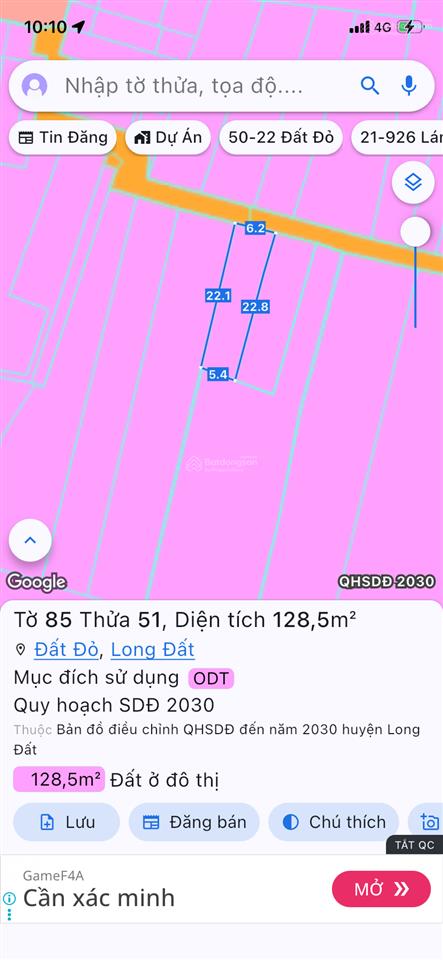 Nhà và đất 02 thửa tổng dt 843m2 có 428,5m2 thổ cư và nhà cấp 4  100m2. cách chợ đất đỏ 20m
