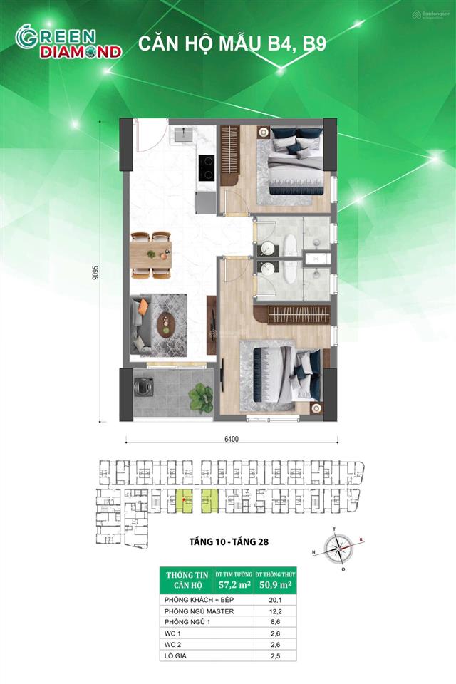 Căn góc tháp diamond cần bán, giá tốt thị trường, tầng thấp hướng đông nam nhìn về tttm city