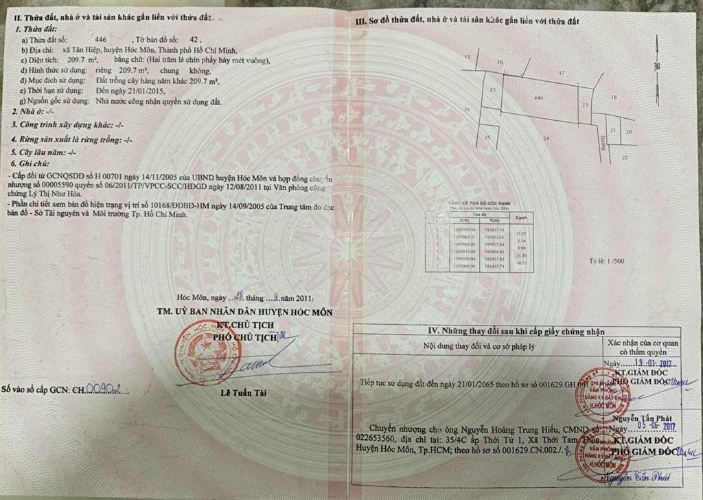 Cần bán đất tại tân hiệp 4 hóc môn rộng 10m dài 23m