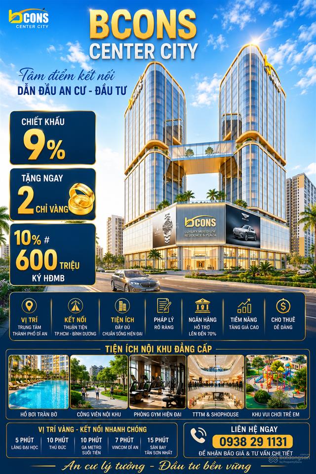 Chỉ 10% ký hợp đồng mua bán, thanh toán 2 đợt  sở hữu ngay căn hộ bcons center city