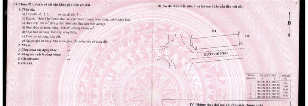 Bán đất nền tân phước bắc  vạn phước (giáp ranh tu bông, bắc vân phong)