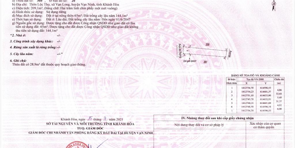 Bán đất thôn lộc thọ vạn long, vạn ninh | giá 19 triệu/m²