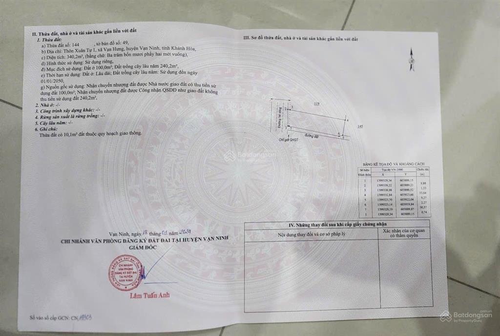 Bán đất gần biển vạn hưng vạn ninh | giá 23tr/m2 sổ hồng full thổ cư công chứng nhanh