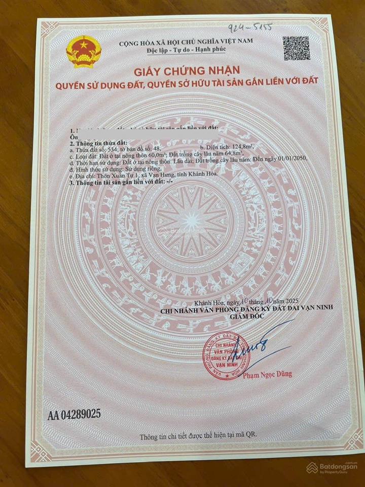 Bán đất vạn hưng vạn ninh | giá 18tr/m2 lô đất tại thôn xuân tự 1, xã vạn hưng