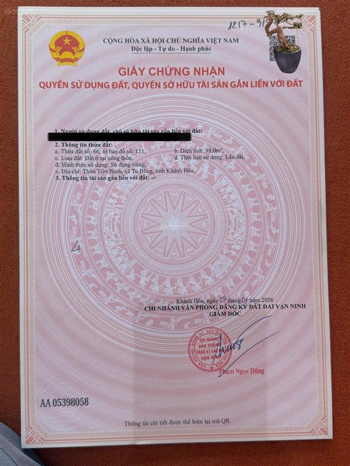 Bán gấp lô đất phù hợp đầu tư tu bông  giá 18 tr/m (1,764 tỷ)