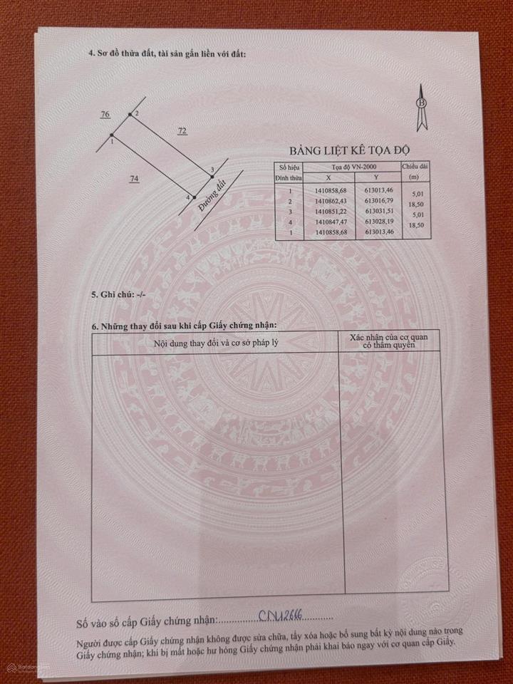 Bán gấp lô đất 100% thổ cư tu bông  giá chỉ 17 tr/m (1,572 tỷ)