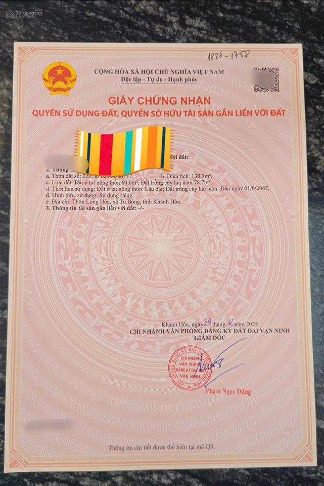 Chính chủ gửi bán lô đất đẹp đường bê tông 4m tại vạn ninh  khánh hòa