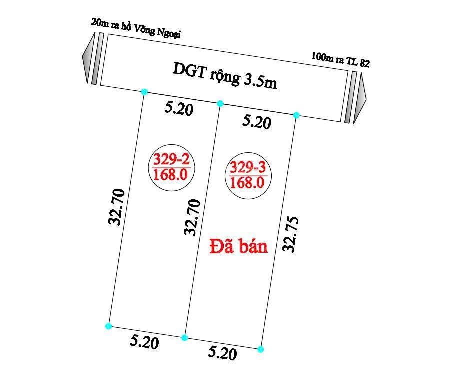 Bán đất tại hồ võng ngoại, võng xuyên, phúc thọ, 168m2.