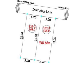 Bán đất tại hồ võng ngoại, võng xuyên, phúc thọ, 168m2.