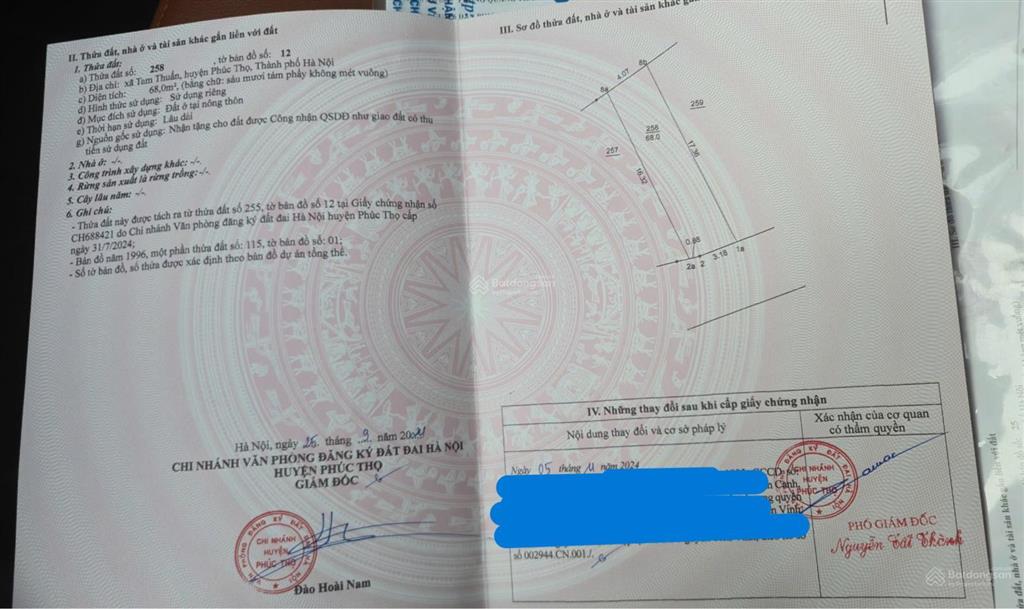 Bán đất tại thôn trung, tam thuấn, phúc thọ, hà nội, giá thỏa thuận, 68m2, chính chủ, hot