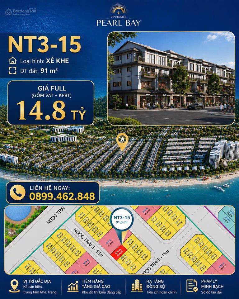 Căn liền kề xẻ khe ngọc trai vinhomes pearl bay nha trang giá tốt!