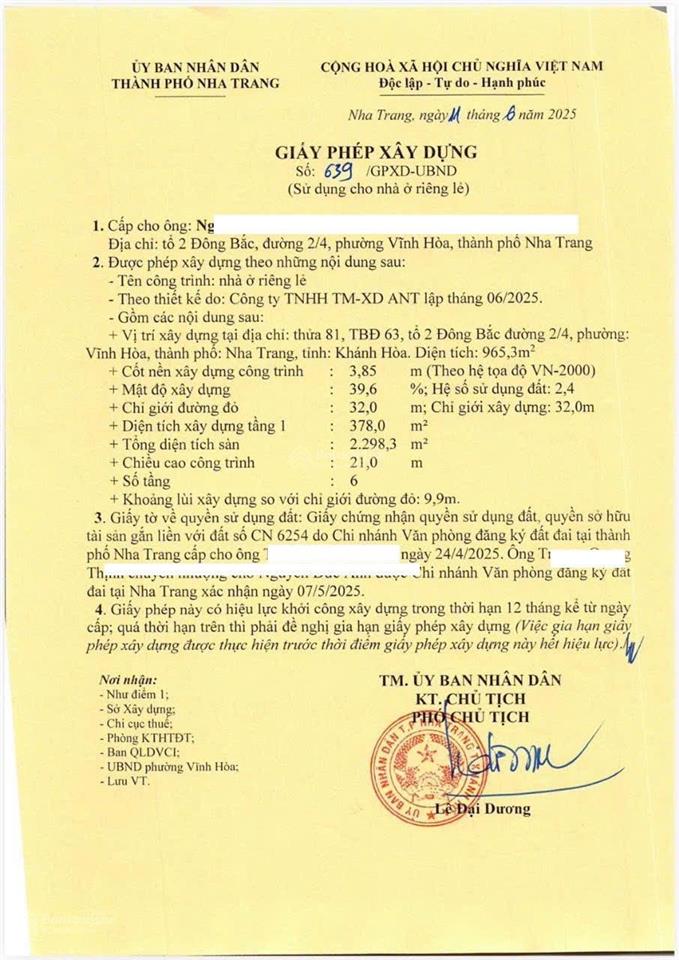 Bán đất 2 mặt tiền 2/4 vĩnh hòa, nha trang diện tích 965,3m đất ở đô thị 100%