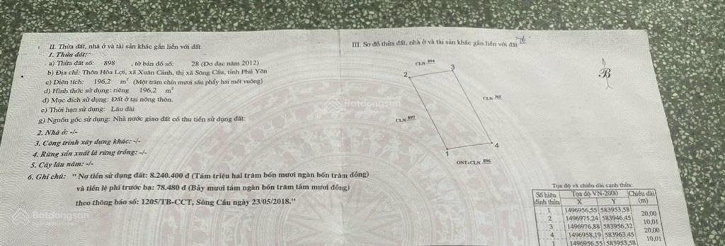 Chính chủ cần bán gấp lô đất hoa lợi xã xuân cảnh tỉnh daklak