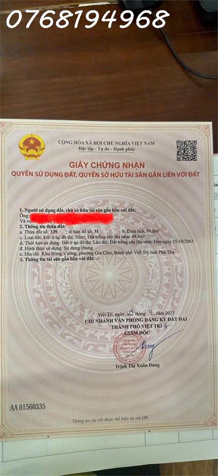 🔥 CHỈ HƠN 1 TỈ – SỞ HỮU NGAY Ô ĐẤT GẦN 100m² TẠI SỞ ĐIỆN 4, TRUNG TÂM TP. VIỆT TRÌ! 🔥 .