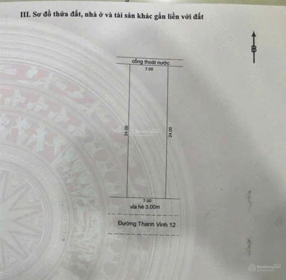 Đất diện tích khủng 168m2 (7x24m) mặt tiền thanh vinh 12. phù hợp xây căn hộ, nhà trọ | bán gấp