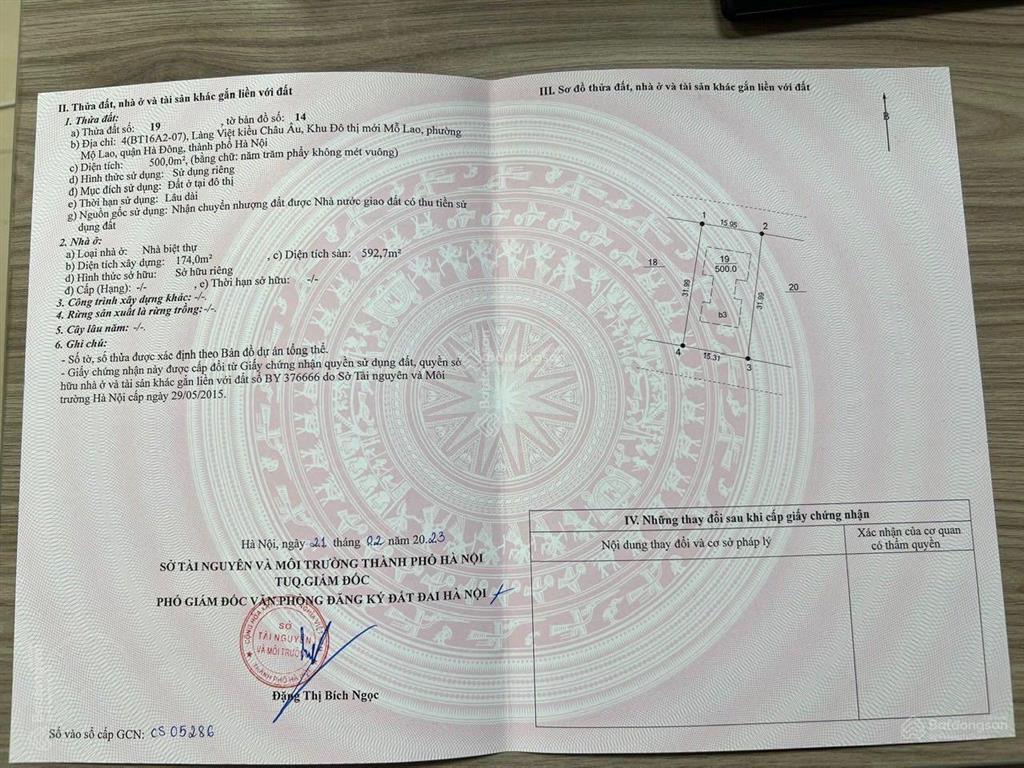 Bán biệt thự 500m2 kđt làng việt kiều châu âu, căn góc 4 mặt thoáng, đẹp hà đông. 0914 102 ***