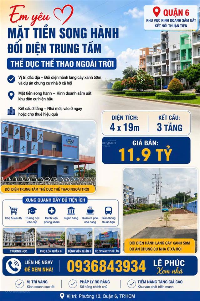 Mặt tiền song hành vị trí đẹp, tiềm năng tăng giá cao tại quận 6