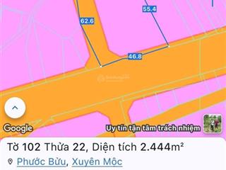 Đất phước bửu xã hồ tràm mới 46,8m mt đường lớn 300 thổ cư. tổng diện tích 2440m2