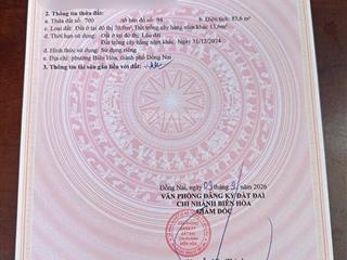 Cần bán lô đất 2 mặt tiền đường nguyễn thị tồn, phường biên hoà