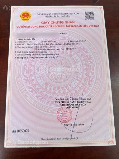 Cần bán lô đất 2 mặt tiền đường nguyễn thị tồn, phường biên hoà