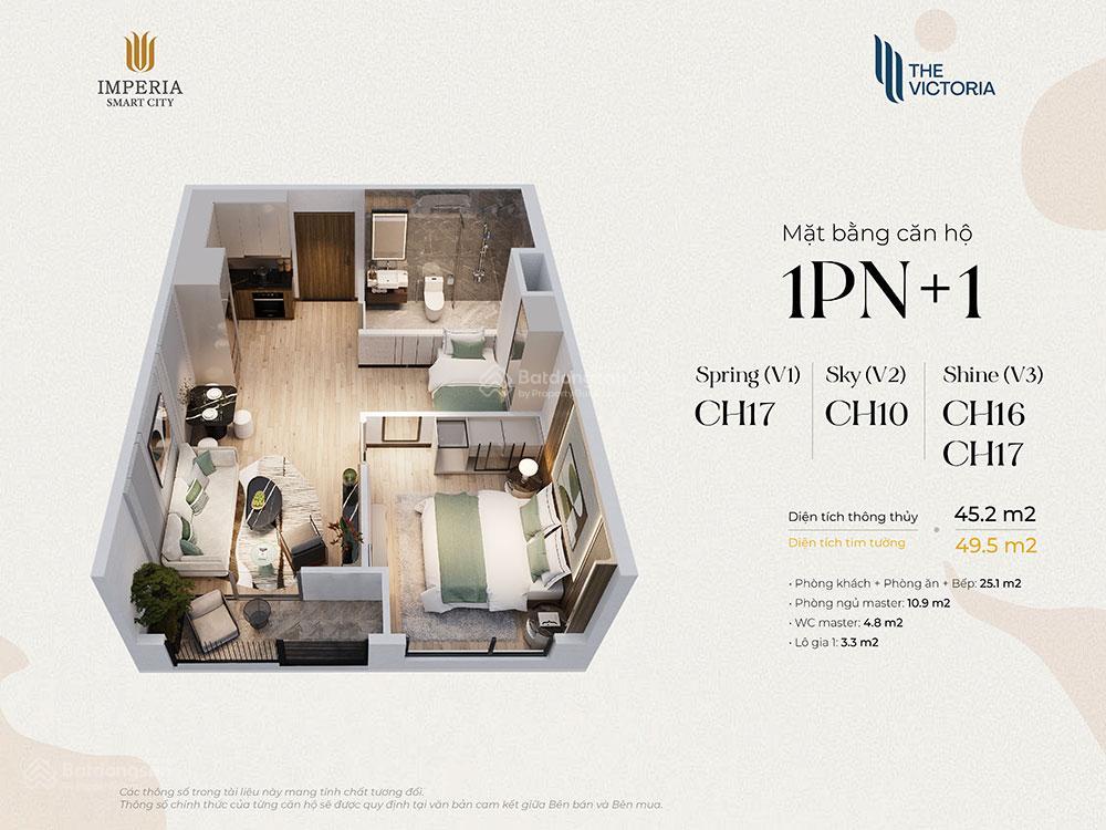 Chính chủ bán căn v1  1pn+ 48m2 tầng chung cắt lỗ 700 triệu