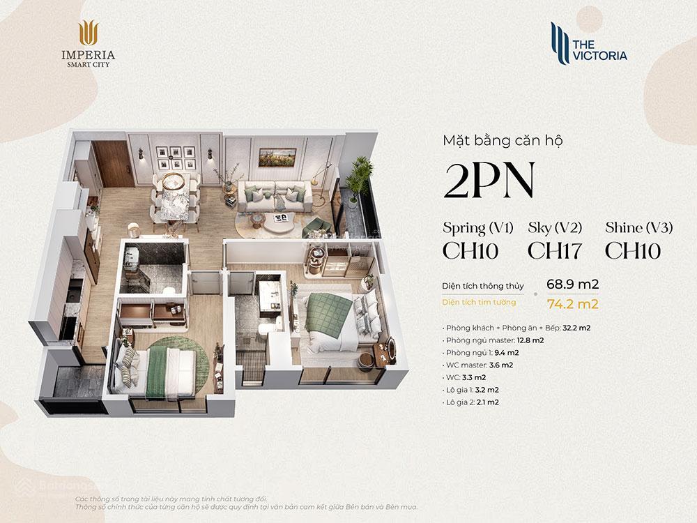 Chính chủ bán căn 2pn 69,6m2 tầng trung giá chỉ 5,3 tỷ