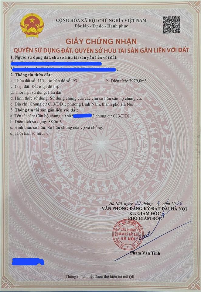 Chính chủ bán căn góc 3pn  88,5m2 c13/dd1 lĩnh nam  tầng đẹp  view thoáng