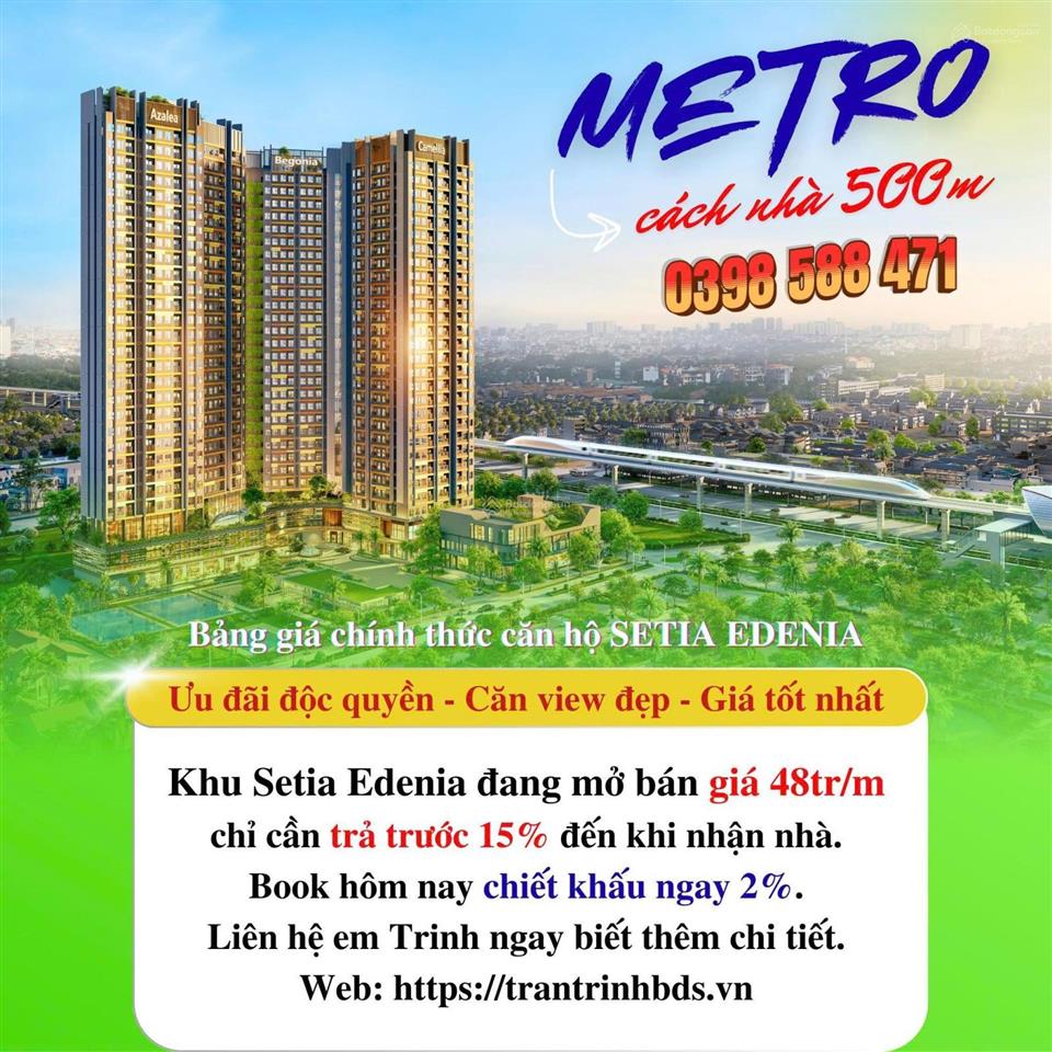 Hàng hiếm bán 3 pn setia edenia tầng đẹp view hồ bơi. thiết kế độc tôn mặt tiền 13,9m . ck 12,5%