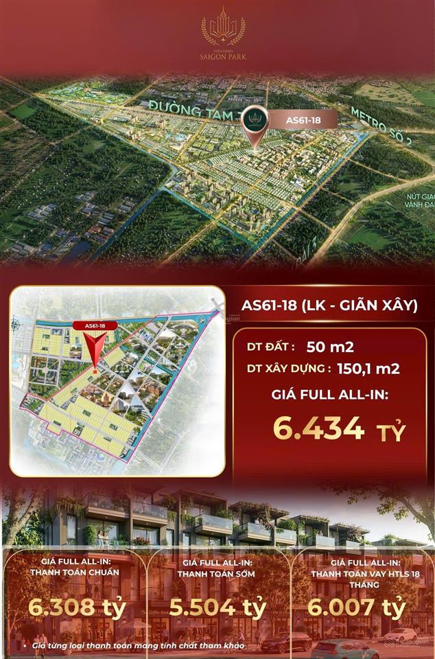 Chính chủ cần bán as61.18 vinhomes saigon park, tặng 6%, đã tts 18%