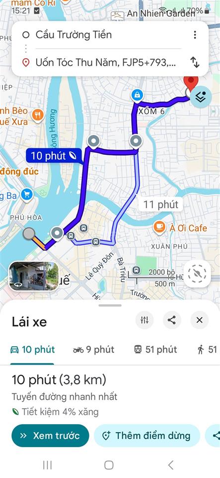 1 tỷ550, đất 2 mặt tiền, 1 mặt tiền sông, ngay trung tâm tp huế, cách cầu tràng tiền 3.8km