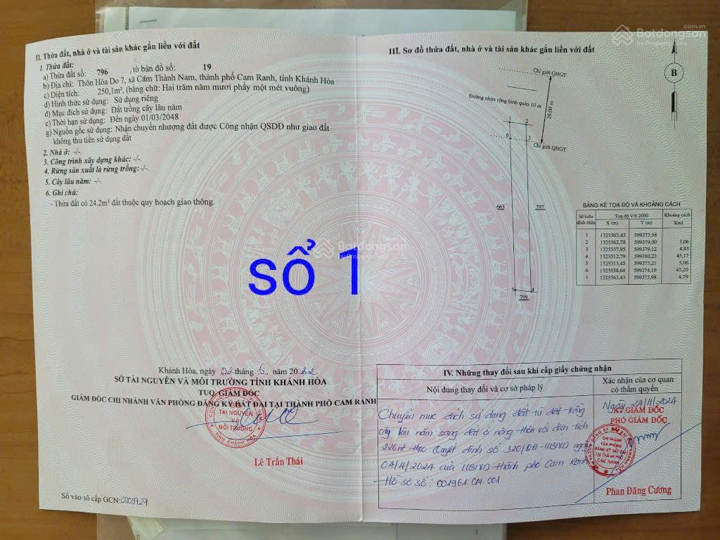 Bán 2 lô đất liền kề full thổ mặt tiền thôn hòa do 7, xã cam thành nam, cam ranh, đường ô tô 6m