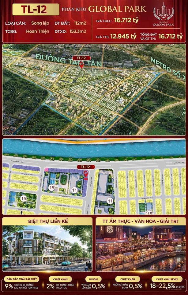 Biệt thự song lập  vinhomes hóc môn. giá 12,9 tỷ