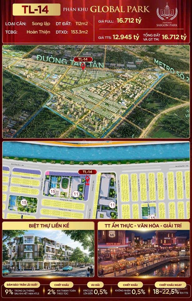 Biệt thự song lập  vinhomes hóc môn. giá 12,9 tỷ