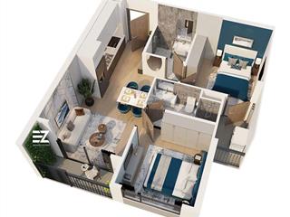 Bán căn 2 pn2wc toà ld3 view quảng trường ga metro 55m2 giá 3ty860 net, bàn giao cđt có smarthome