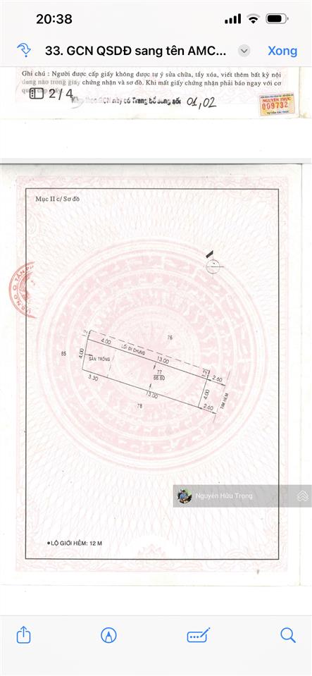 Hẻm nhựa xe tải ra vào 58/thạch lam gần đầu lũy bán bích 4x17m cấp 4 giá 6,6 tỷ còn tl