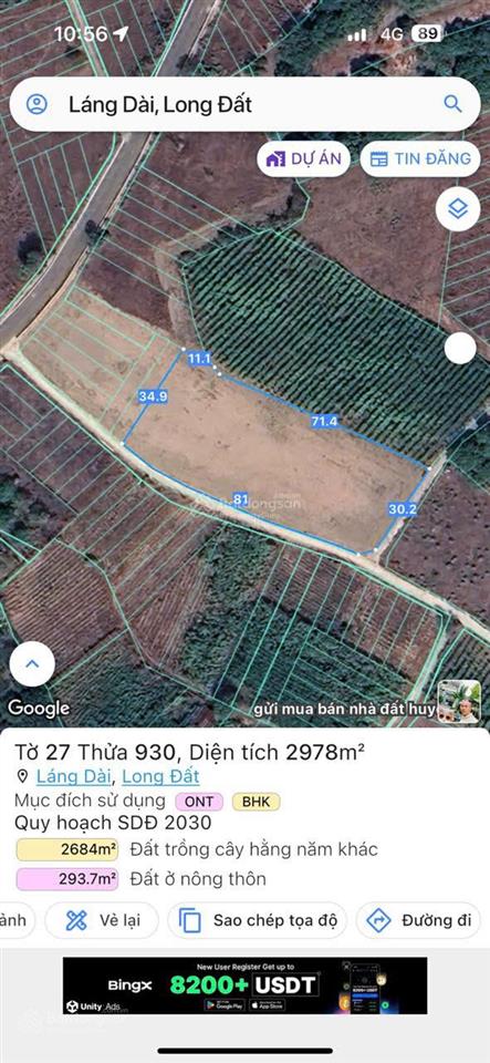 Bán 3.000m2 đất thổ cư 2 mặt tiền siêu đẹp, gần biển hồ tràm, phân lô dự án siêu lợi nhuận