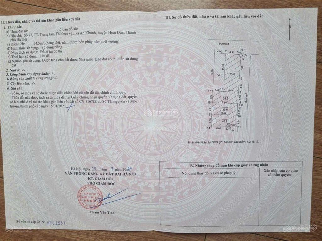 Bán gấp đất thổ cư phố đông, an khánh, dt 55m2 ,mt4m, ô tô tránh, giá chỉ 9.69 tỷ