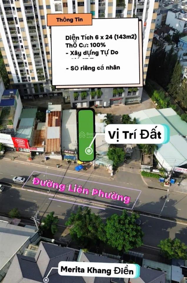 Cần bán gấp lô đất mt đường liên phường dt (6x24=143m2) giá cực tốt