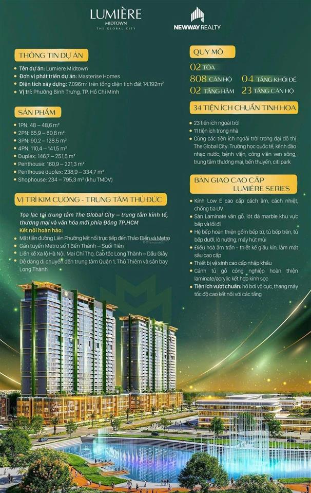 Cần bán lumiere midtown 2pn mã căn b1219, giá gốc cđt t6/2025, ck thêm 2.5%