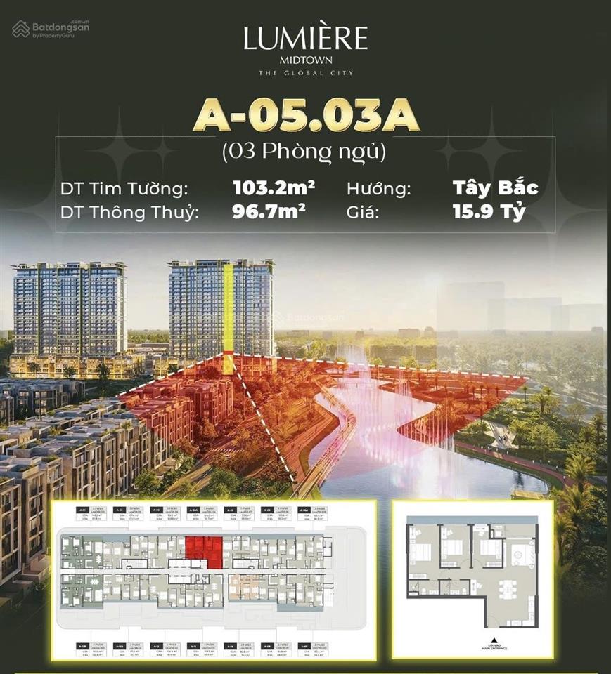 Bán căn hộ sân vườn 3pn lumiere midtown view sông và nhạc nước
