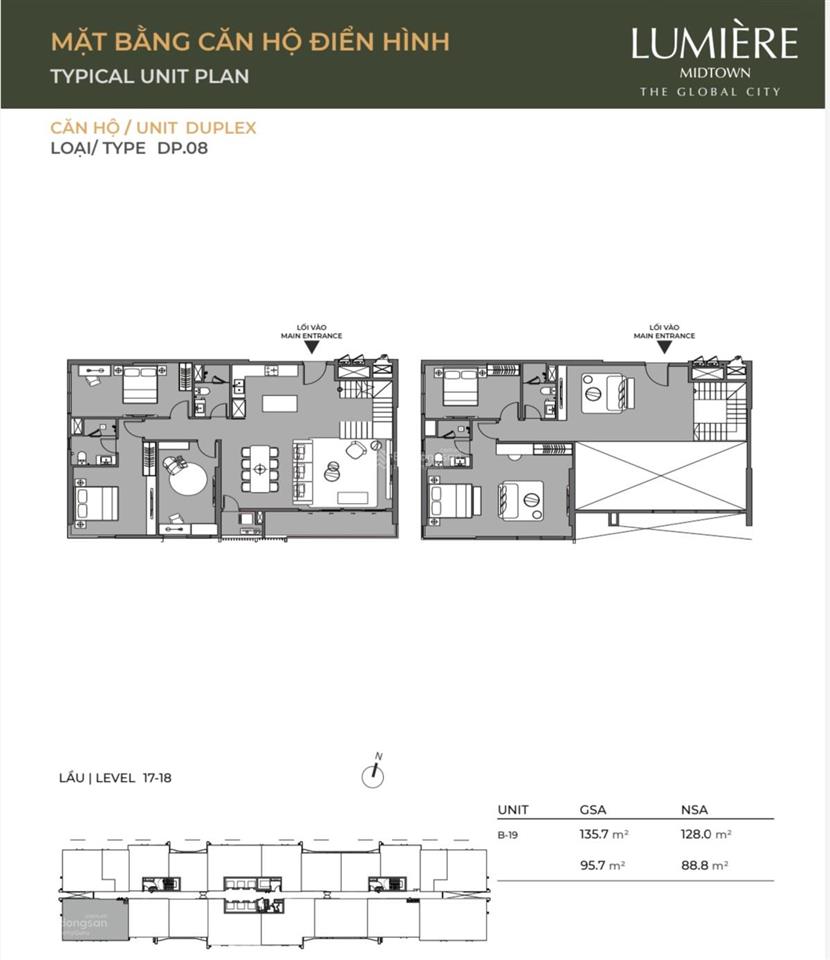 Bán duplex b17.19 lumière midtown quận 2, căn góc tháp b hướng đông nam