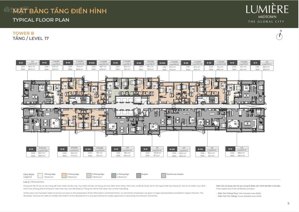 Bán duplex b17.19 lumière midtown quận 2, căn góc tháp b hướng đông nam
